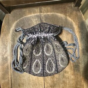 Chic Black and Gray Drawstring Clutch